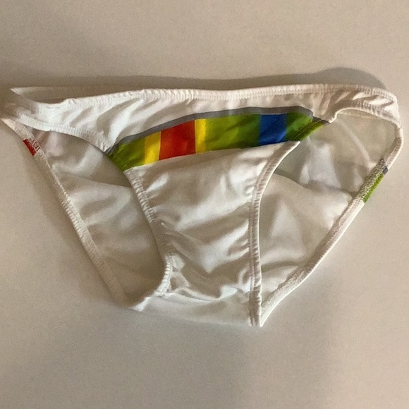 Zuliana white with striped 🏳️‍🌈design bikini vintage. New No Tags - Picture 1 of 4